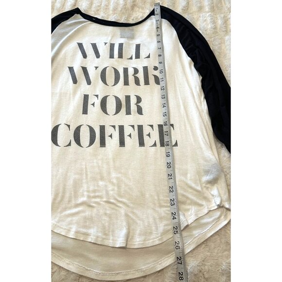 Women's Recycled Karma Will Work For Coffee Baseball T-Shirt Junior's Size M - Picture 7 of 13